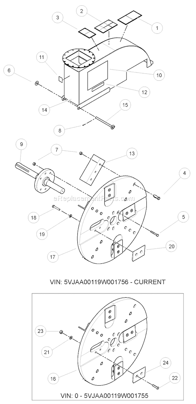 DiskáHousingáAssemblyá(B) Diagram and Parts List for CH8670H 76824 Bear Cat Chipper Shredder